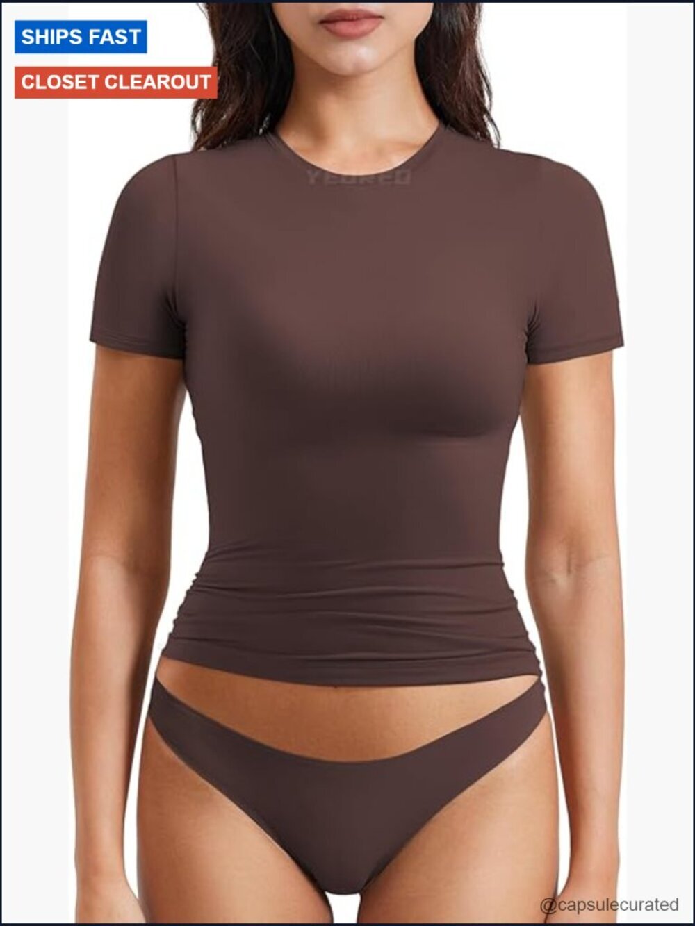 Compression Crop Top Short Sleeve Y2K Going Out Crew Neck Workout Tee